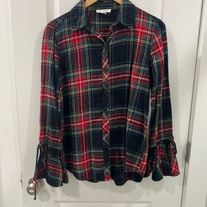 beachlunchlounge Red and Green Plaid Button-Down Shirt